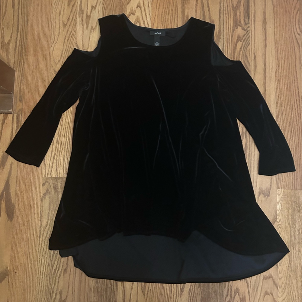 Alfani Black Velvet Cold Shoulder Top